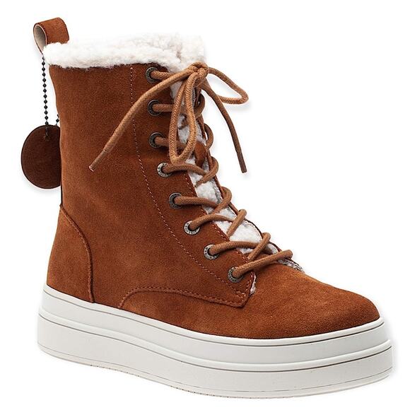 JSlides Suede High-Top Sneakers Boots Lace-Up Shearling Lined